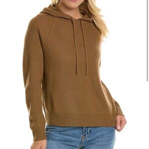 MAX MARA LEISURE PURE NEW WOOL HOODED SWEATER W/FRONT TIES IN CAMEL COLOR SZ S